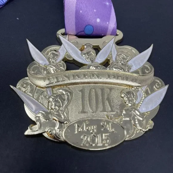 Tinkerbell 10k Finishers Medal 2015 Gold Disneyland Run Disney runDisney - Picture 2 of 5